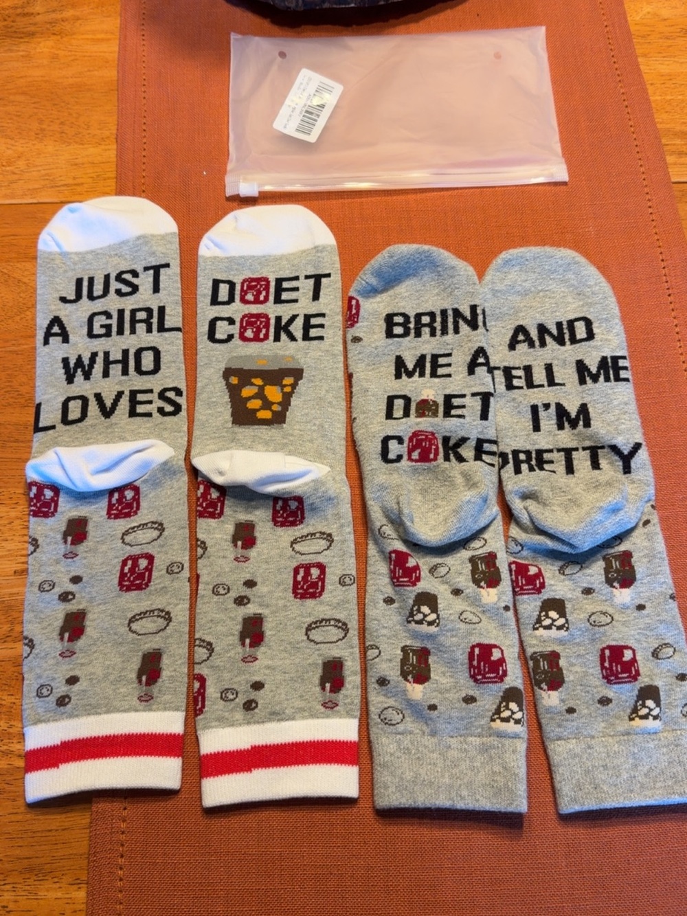 Grey 'Diet Coke' Novelty Crew Socks - Women's Fun Beverage Print